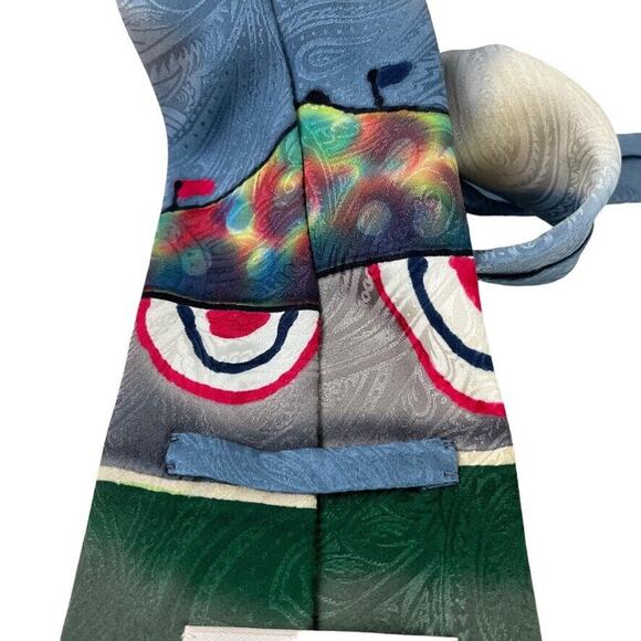 Robert Daskal Hand Painted Baseball Player 100% Silk Mens Necktie Tie Paisley - Picture 11 of 16